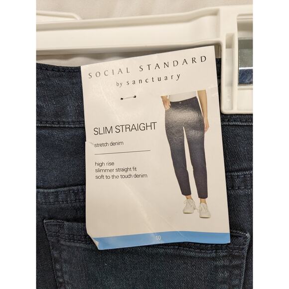 Sanctuary Slim Straight Jeans 10 Nighthawk Stretch High Rise Denim Soft Slim Fit - Picture 3 of 11